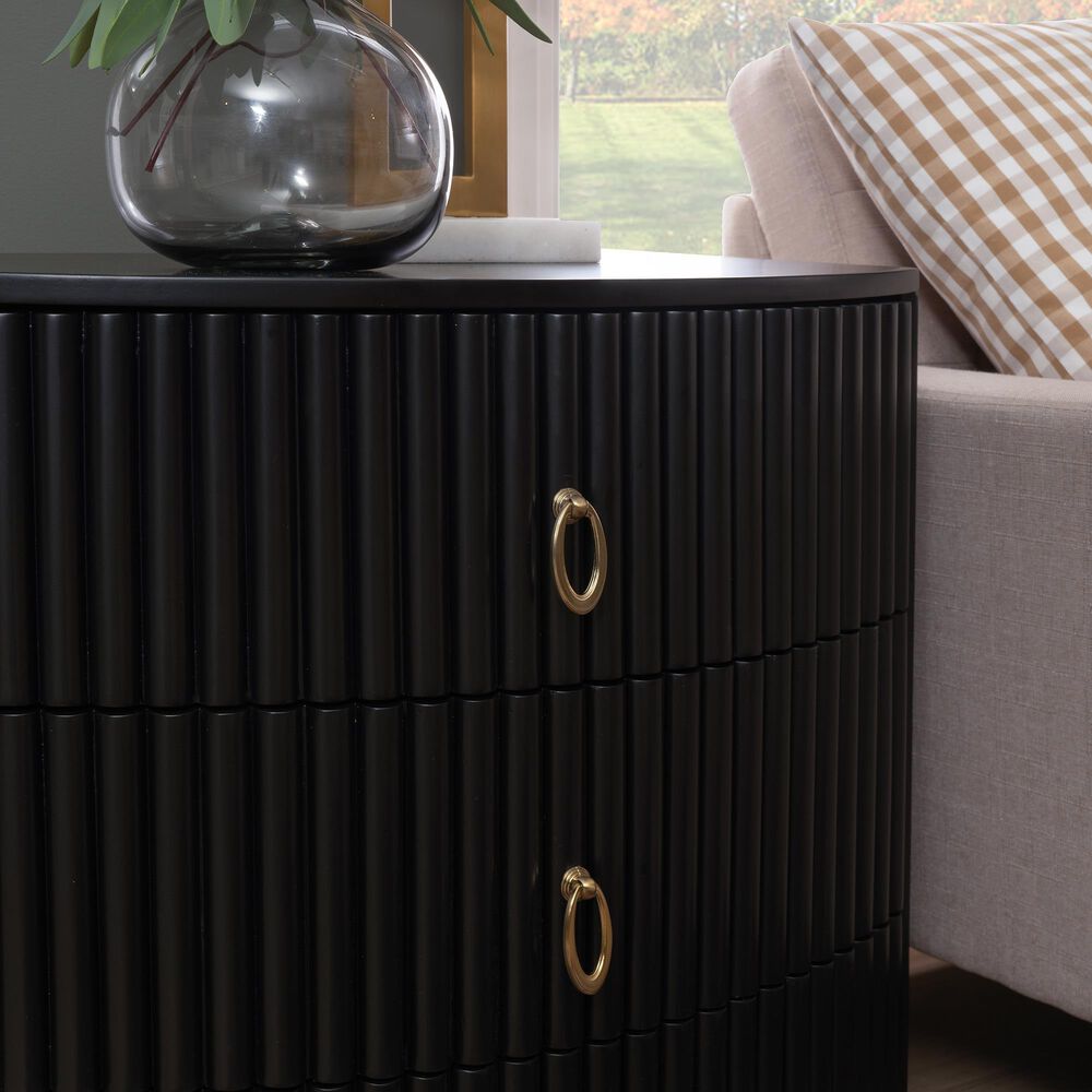 Linon Home Decor Chantel 3-Drawer Nightstand in Black, , large