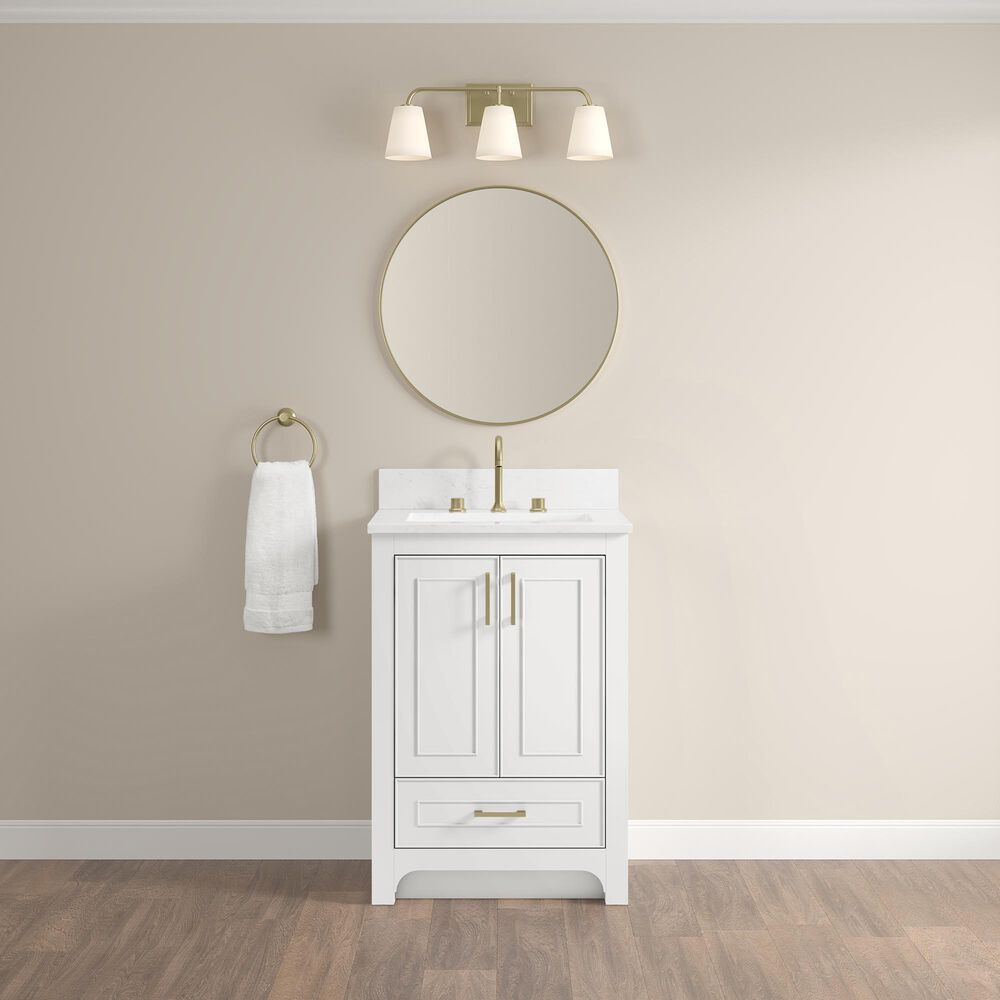 37B Lucerne 24" Single Bathroom Vanity Cabinet in Bright White with Marble Top and Backsplash, , large