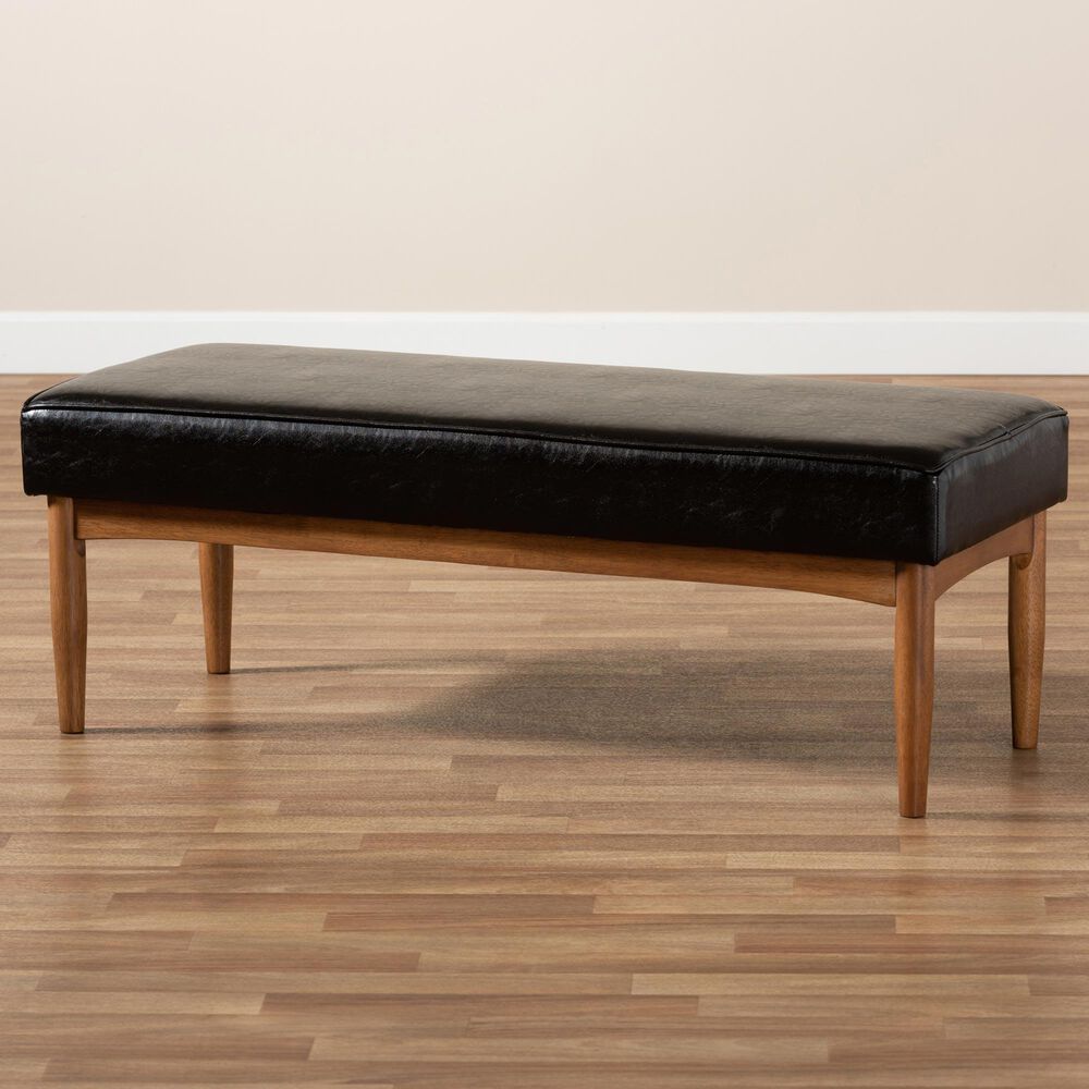 Baxton Studio Arvid Bench in Walnut Brown, , large