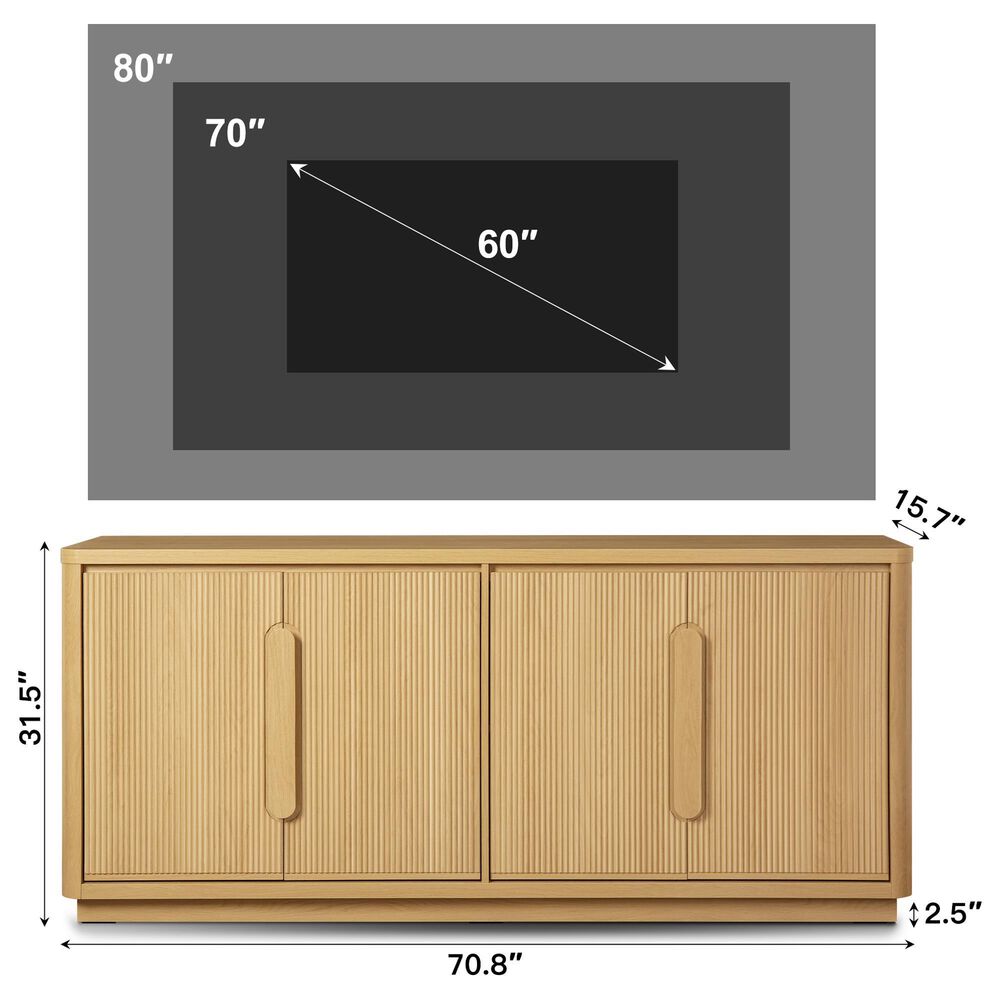 HOMLUX 70" Modern Storage TV Stand in Walnut, , large