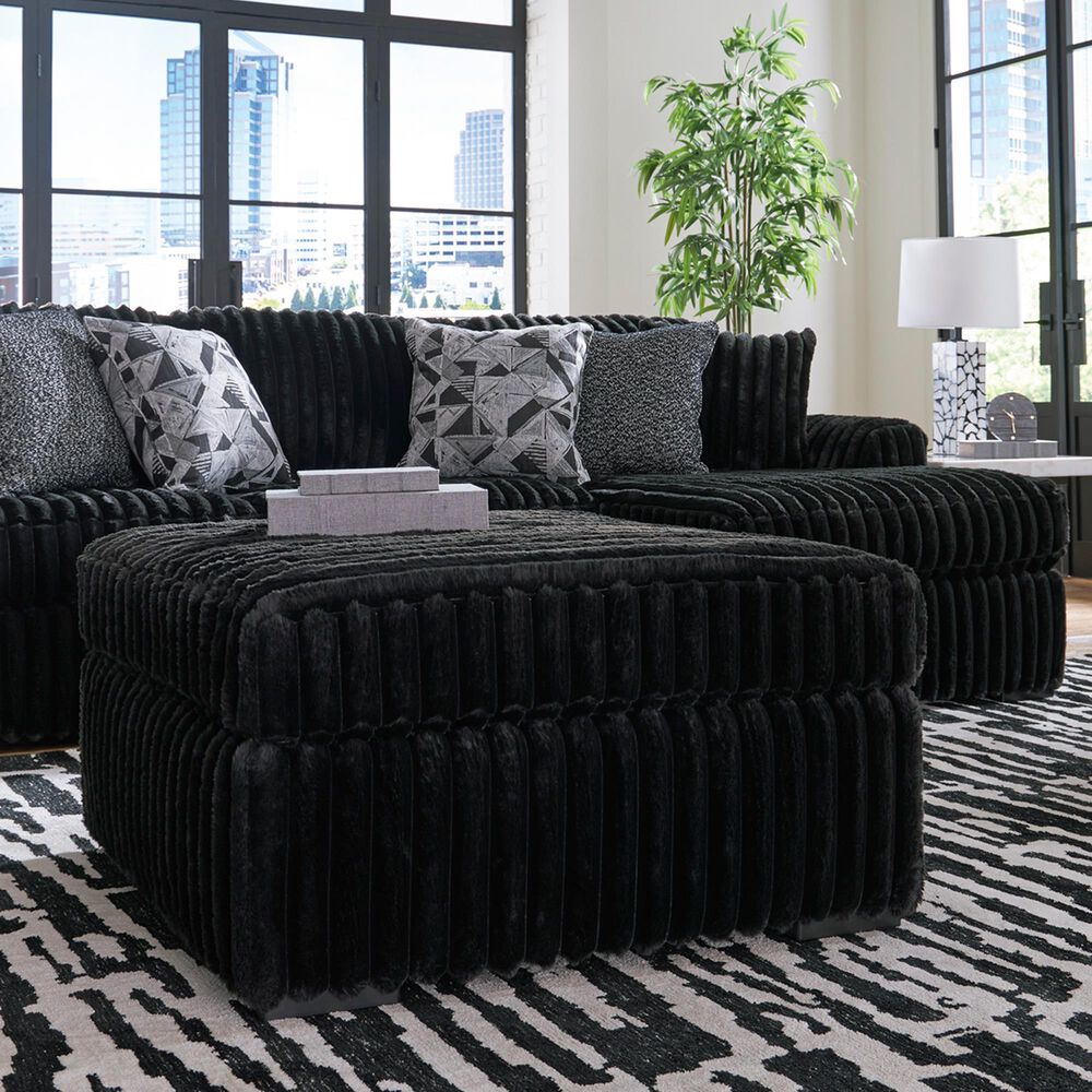 Ashley Midnight-Madness Oversized Accent Ottoman in Onyx, , large
