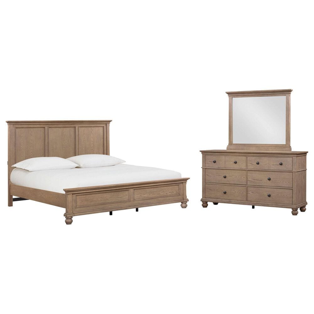 Riva Ridge Oxford 3-Piece King Panel Bedroom Set in Tan USB Ports, , large