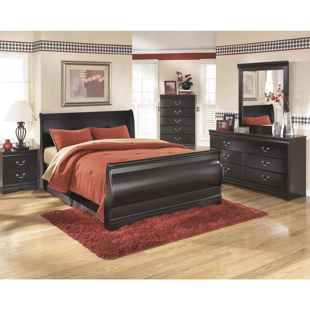 Ashley Huey Vineyard Queen Sleigh Bed in Black, , large