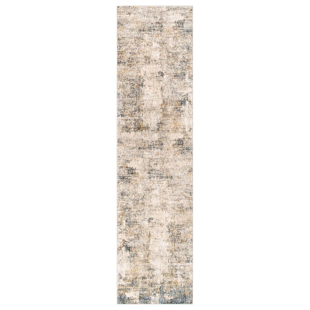 Surya Cardiff CDF-2304 Medium Gray, Light Blue, Mustard and Dark Blue 2&#39;7&quot; x 10&#39; Runner, , large