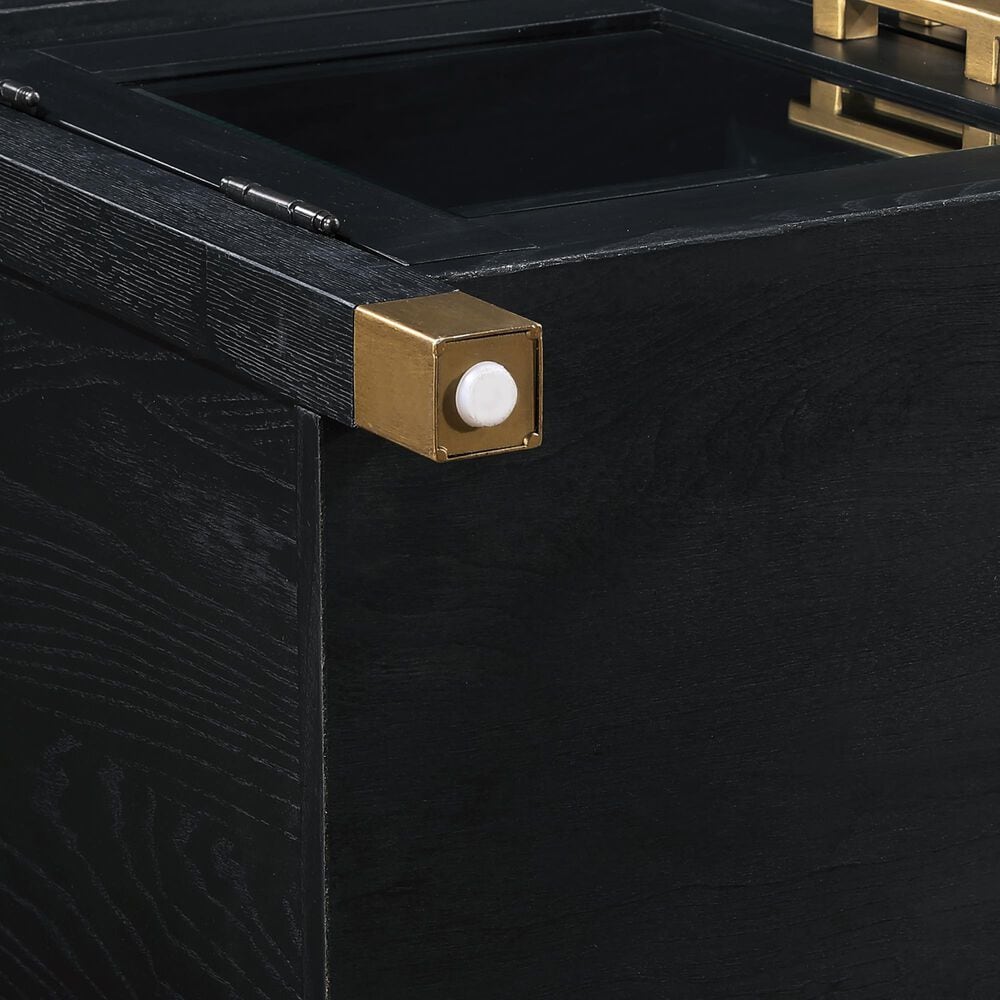 Steve Silver Furniture Yves 64" TV Stand in Ebony and Brushed Brass, , large