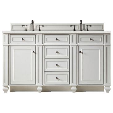 James Martin Vanities Bristol 60" Double Bathroom Vanity in Bright White with 3 cm Lime Delight Quartz Top and Rectangular Sinks, , large
