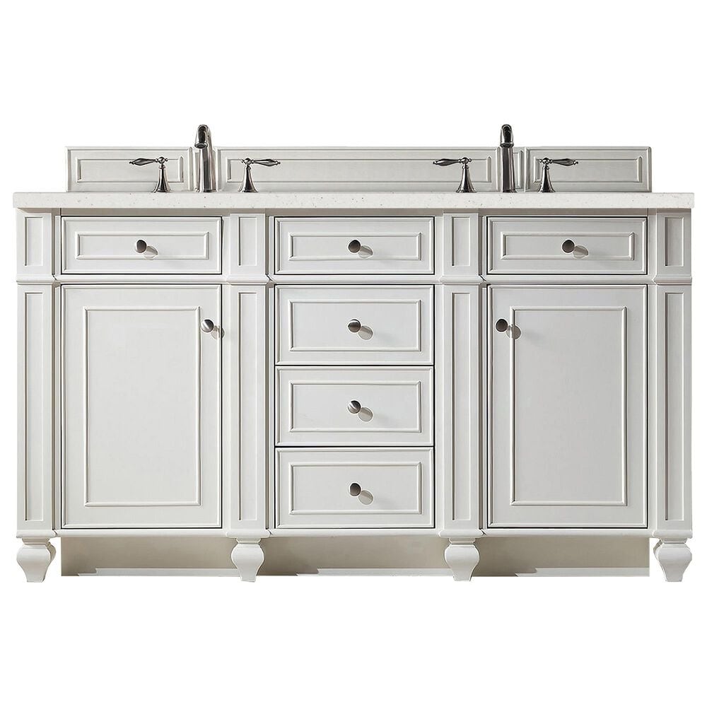 James Martin Vanities Bristol 60" Double Bathroom Vanity in Bright White with 3 cm Lime Delight Quartz Top and Rectangular Sinks, , large
