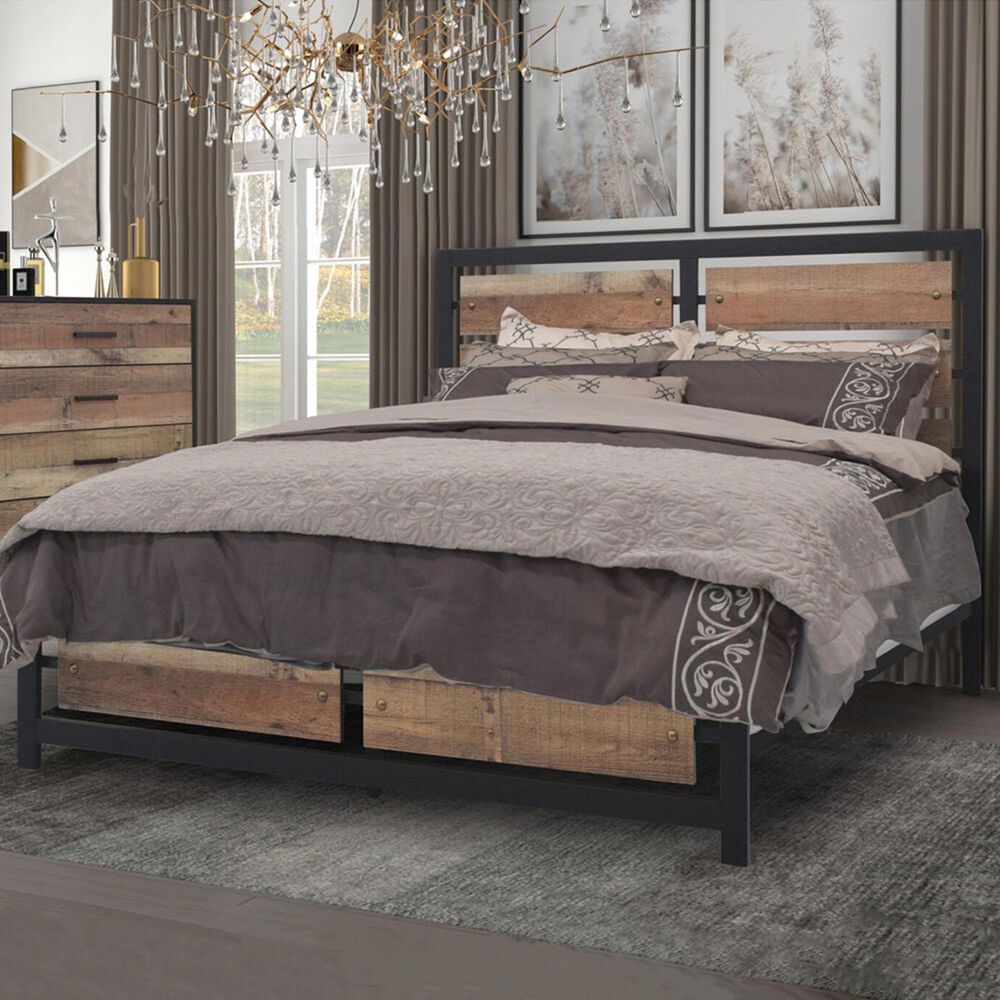 New Heritage Design Elk River King Panel Bed in Rustic Brown and Black, , large