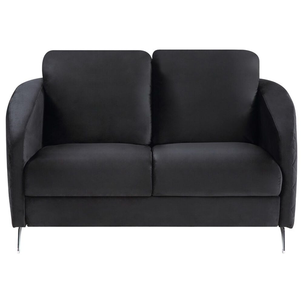 HOMLUX 55" Stationary Modern Loveseat with Diamond Stitching in Black Velvet, , large