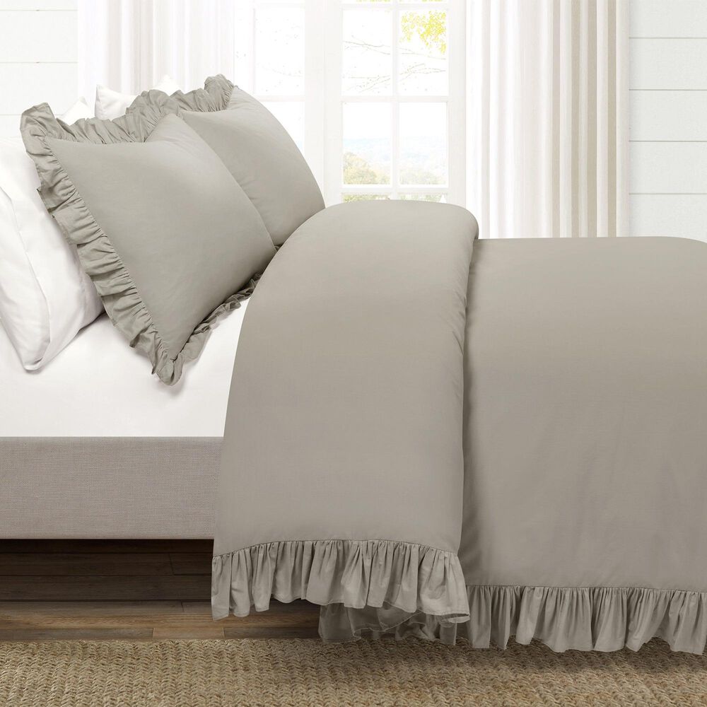 Triangle Home Fashions Reyna 3-Piece King Cotton Duvet Cover Set in Gray, , large