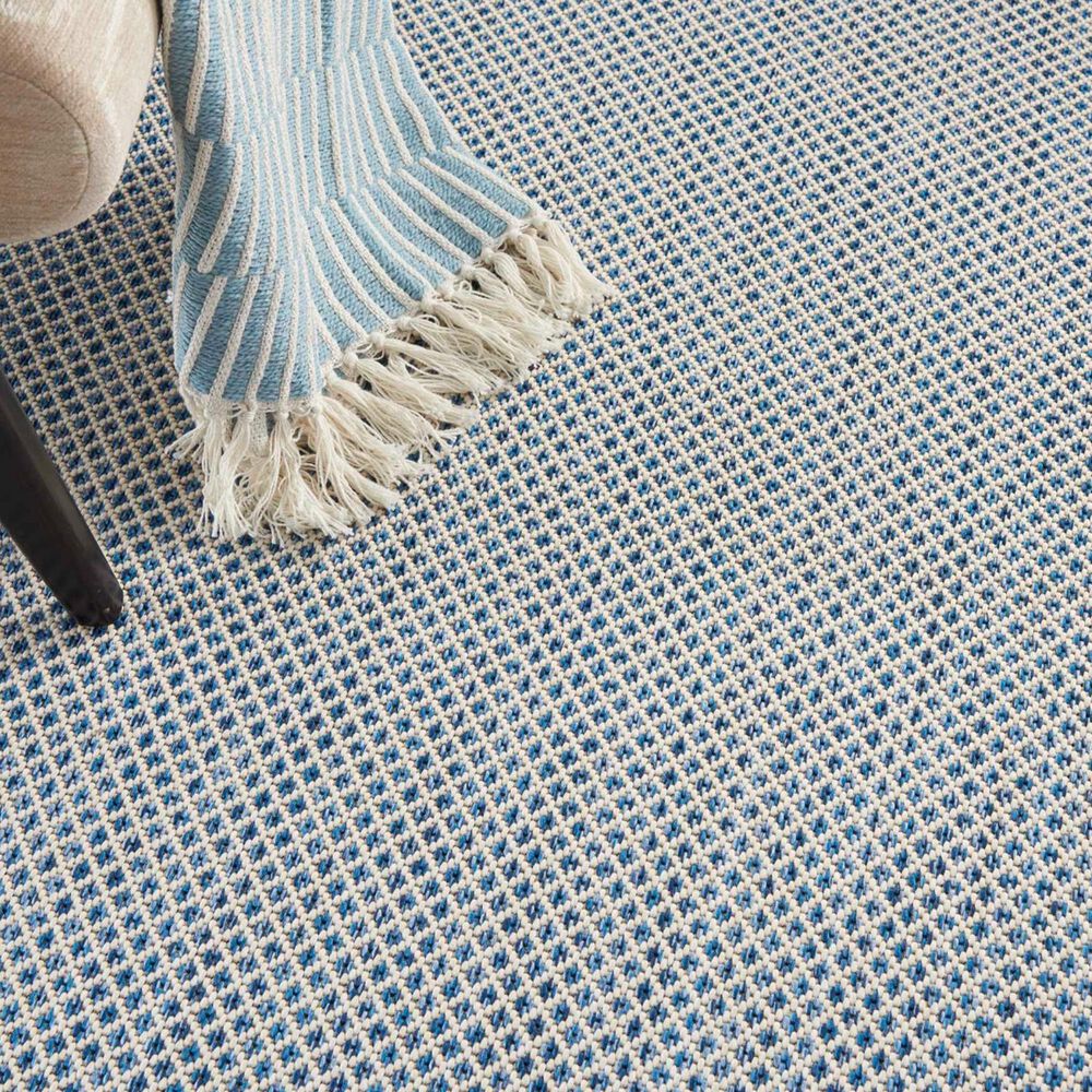 Nourison Courtyard Ivory and Blue 2&#39; x 3&#39; Indoor/Outdoor Area Rug, , large