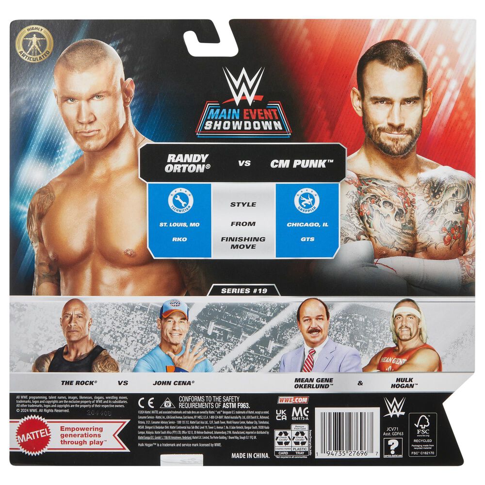 Mattel Main Event Championship Showdown Series 20 2-Pack Action Figure - CM Punk and Randy Orton in Multicolor, , large