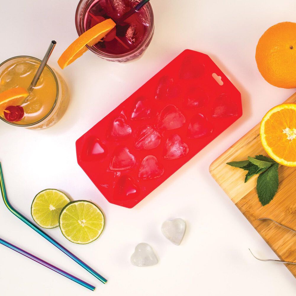 HIC Kitchen Heart Ice Tray and Baking Mold in Bright Red, , large