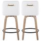 LumiSource Hannah Swivel Counter Stool with White Faux Leather Upholstery in Whitewashed and Black (Set of 2), , large
