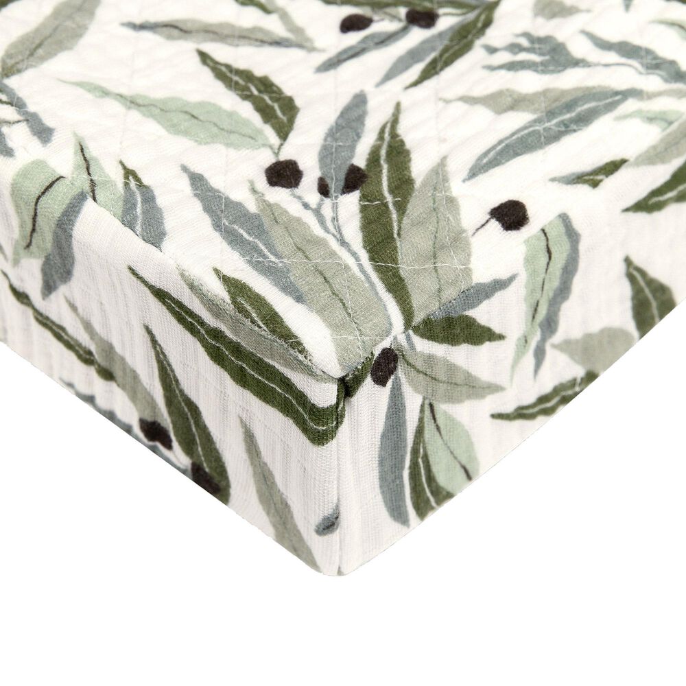 Babyletto Olive Branches Changing Pad Cover in Green and White, , large