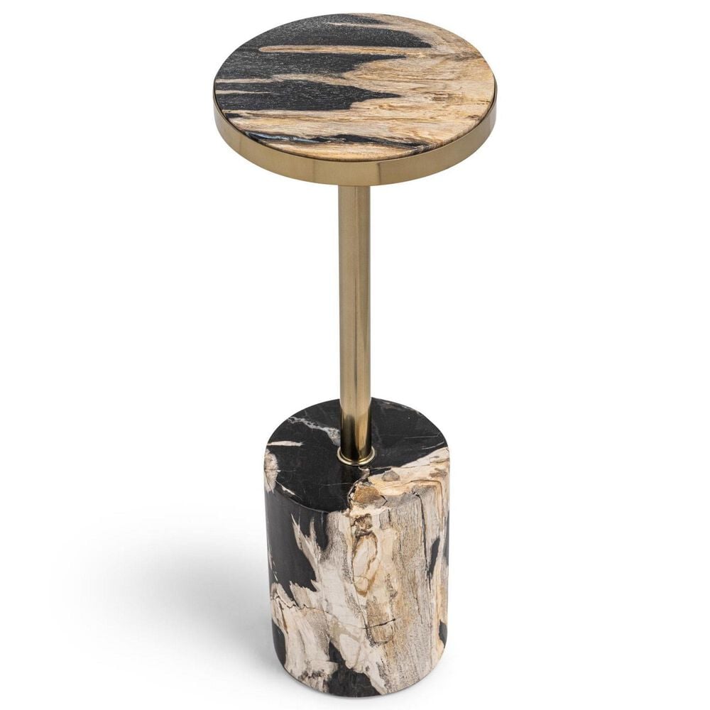 Classic Home Jordyn 12" Round Accent Table in Molten Husk and Brass, , large