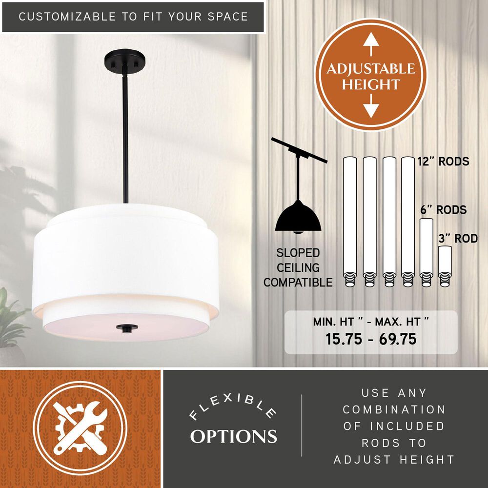 Vaxcel Burnaby 4-Light Pendant in Black, , large