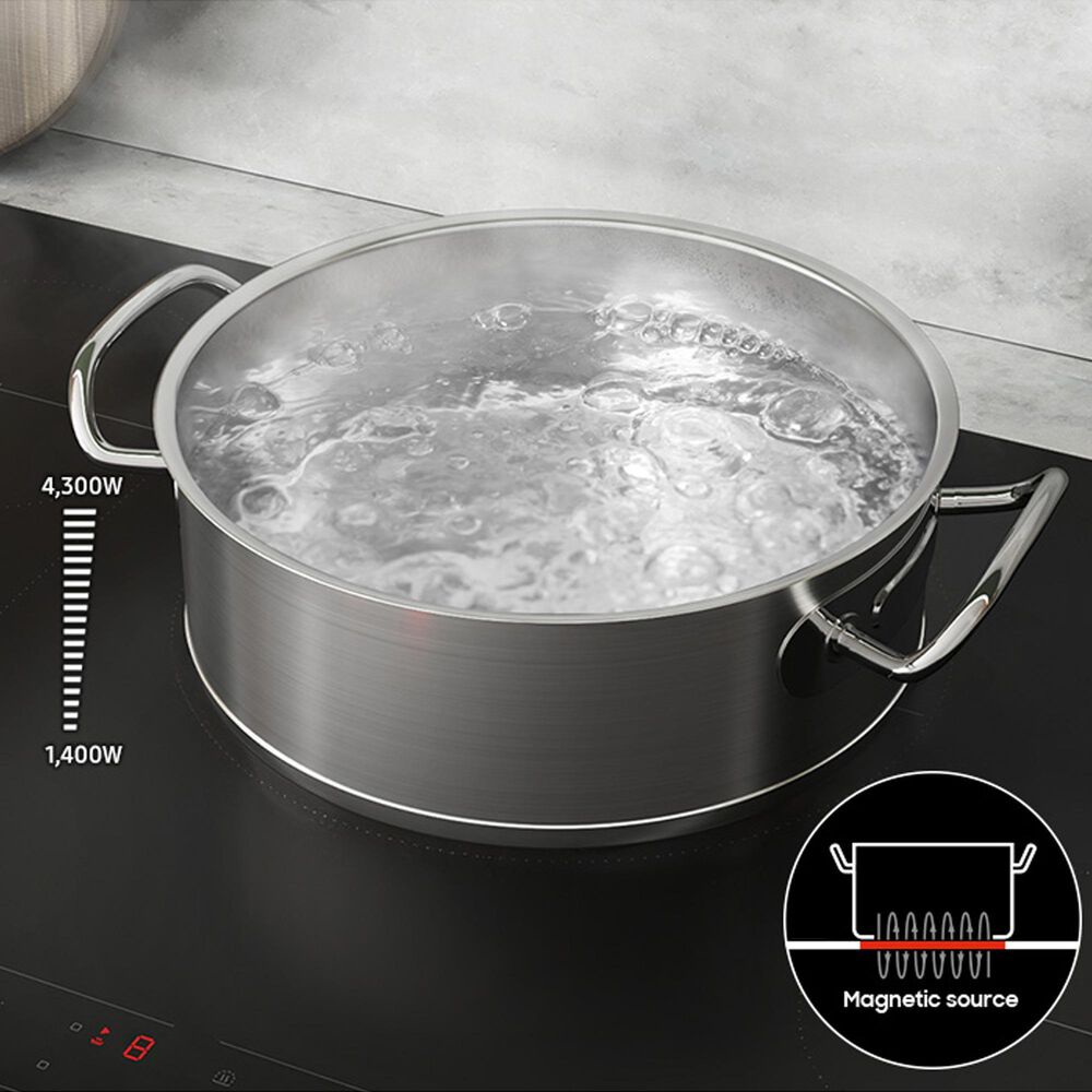 Samsung Bespoke 2-Piece Kitchen Package with White Bespoke 30" Single Wall Oven and Black 30" Induction Cooktop, , large