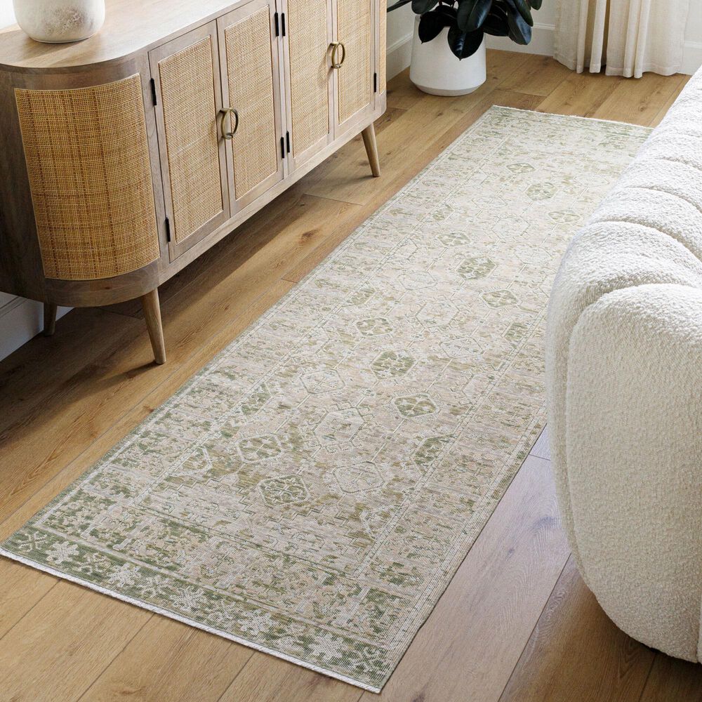 Surya Once Upon a Time Tan, Olive, Light Olive, Light Gray and Pale Blue 2"11" x 9"10" Runner, , large