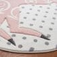 Safavieh Carousel 6"7" Round Ivory, Grey and Pink Kids  Area Rug, , large