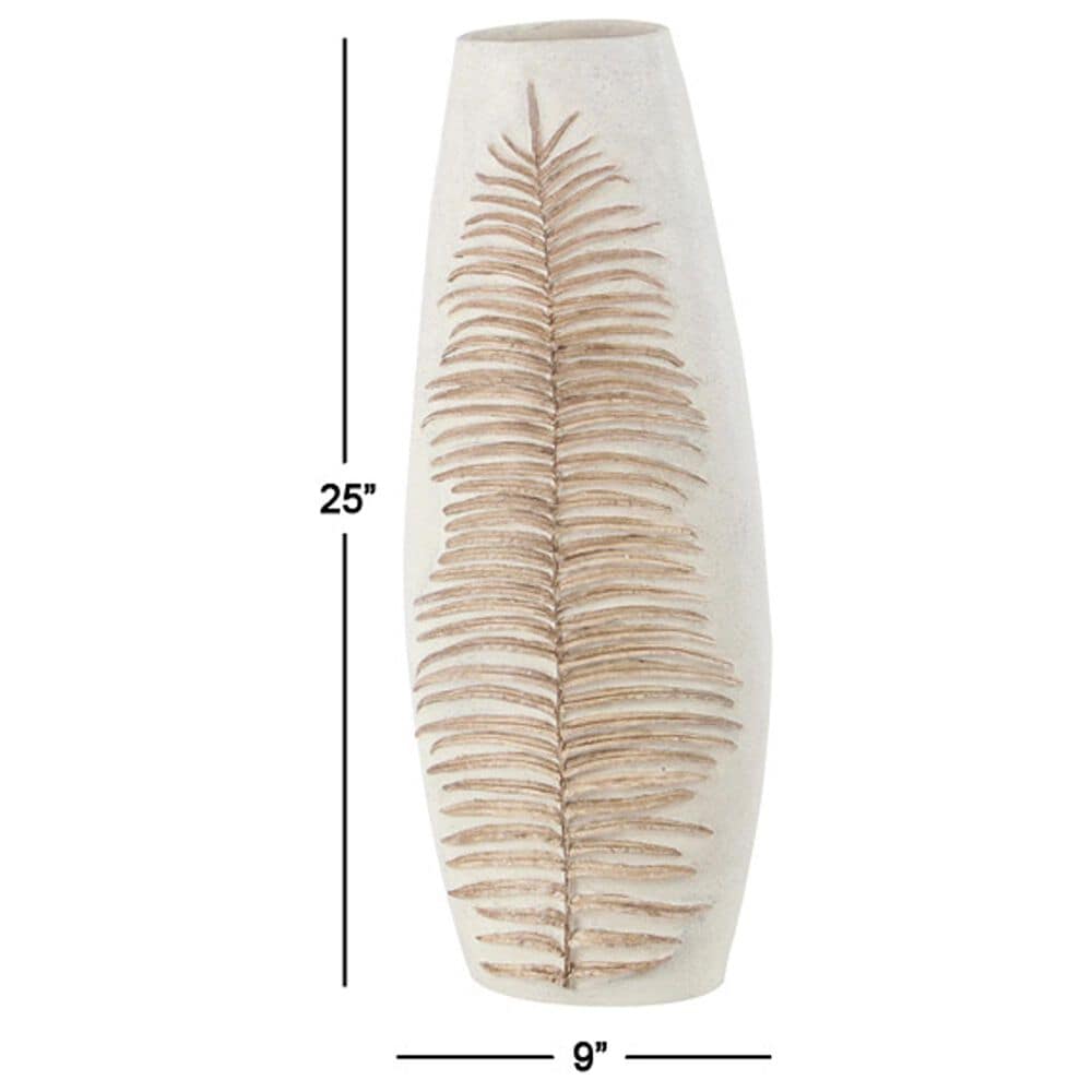 Maple and Jade Polystone Leaf Decorative Vase in Matte White, Terracotta and Brown, , large