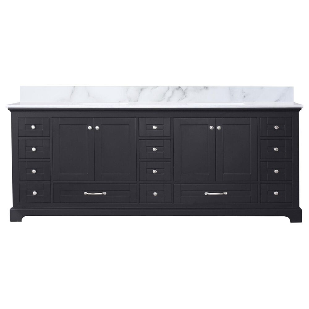 Lexora Home Dukes 84&quot; Double Bathroom Vanity in Espresso with 2 cm White Carrara Marble Top and Rectangular Sinks, , large