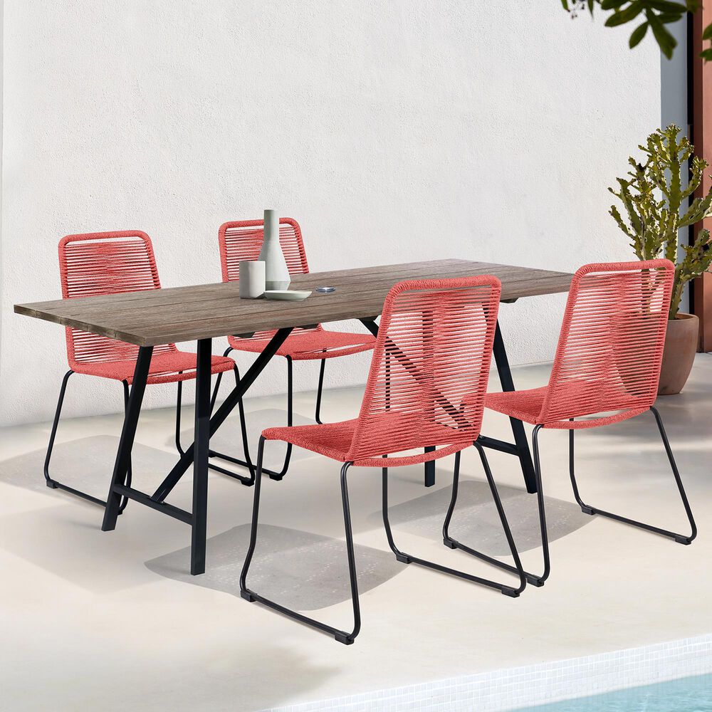 Blue River Koala and Shasta 5-Piece Patio Dining Set in Light Eucalyptus, Black and Brick Red, , large