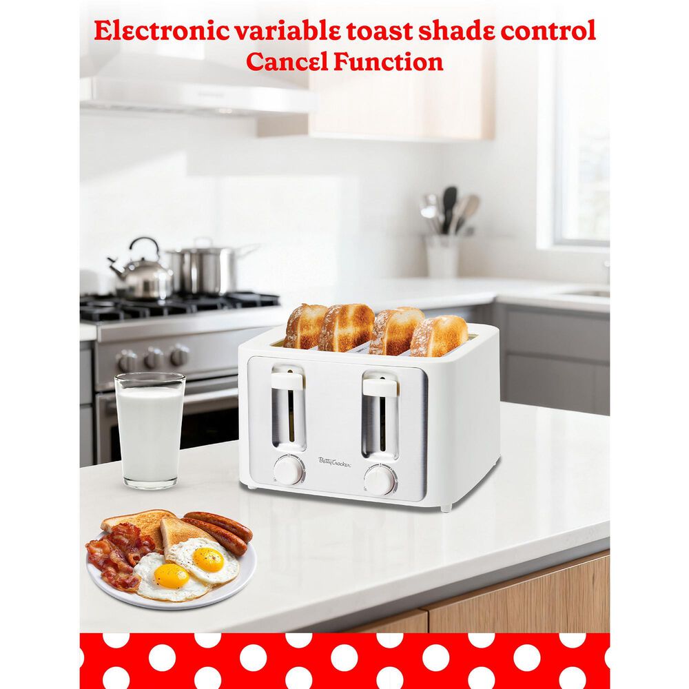 Betty Crocker 4-Slice Pop-Up Toaster in White, , large