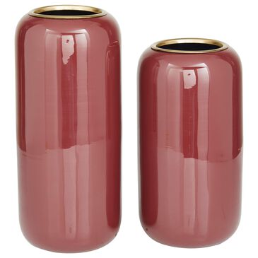 Maple and Jade 13" Modern Vase in Red and Gold (Set of 2), , large