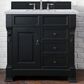 James Martin Brookfield 36" Single Bathroom Vanity in Antique Black with 3 cm Carrara White Marble Top and Rectangle Sink, , large