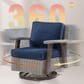 Sunwell Garden Patio Outdoor Swivel Chair with Light Gray Wicker in Navy, , large