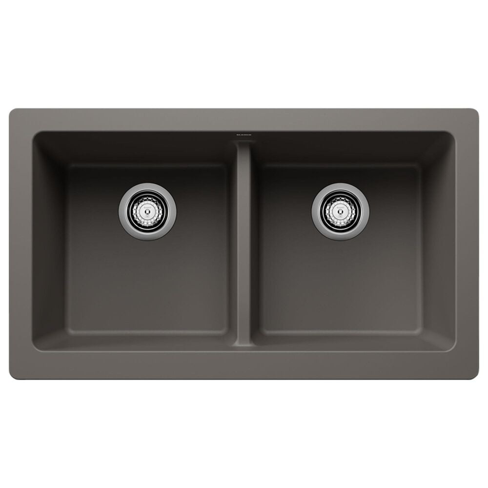 Blanco Vintera 33" Equal Double Bowl Apron Sink in Volcano Gray, , large