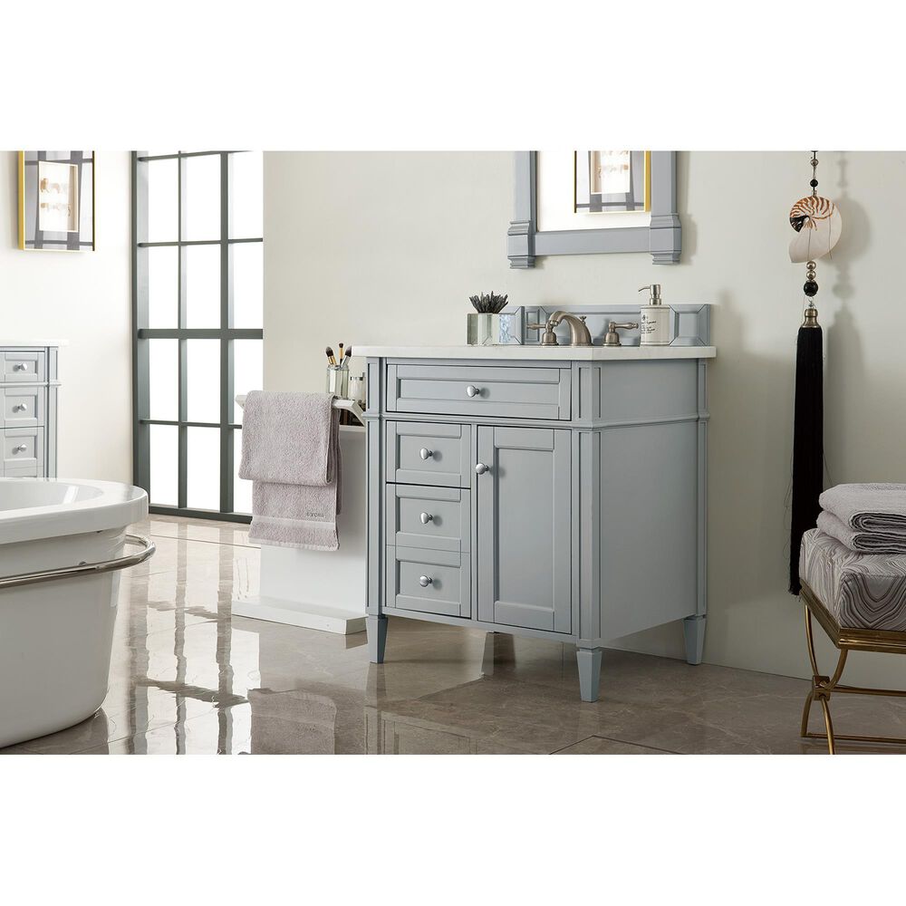 James Martin Vanities Brittany 30&quot; Single Bathroom Vanity in Urban Gray with 3 cm Arctic Fall Solid Surface Top and Rectangle Sink, , large