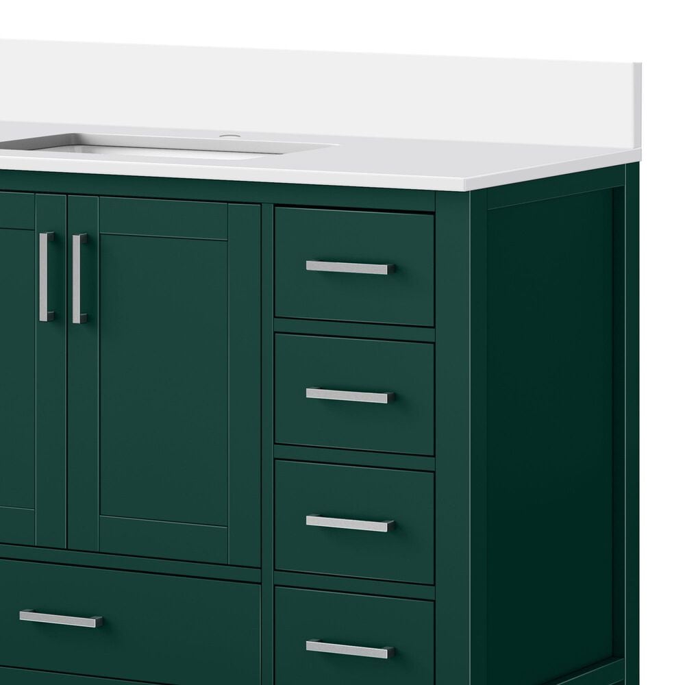 Lexora Home Jacques 84&quot; Double Bathroom Vanity in Green with 2 cm White Cultured Marble Top and Rectangular Sinks, , large