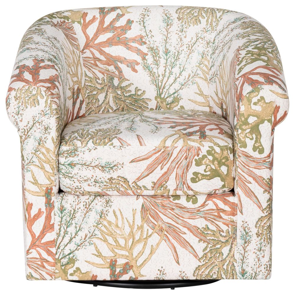 Linon Home Decor Bonnie Swivel Club Chair in Ocean Green, Orange and White, , large