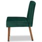 Baxton Studio Alvis Side Chair with Green Velvet Cushion in Walnut Brown, , large