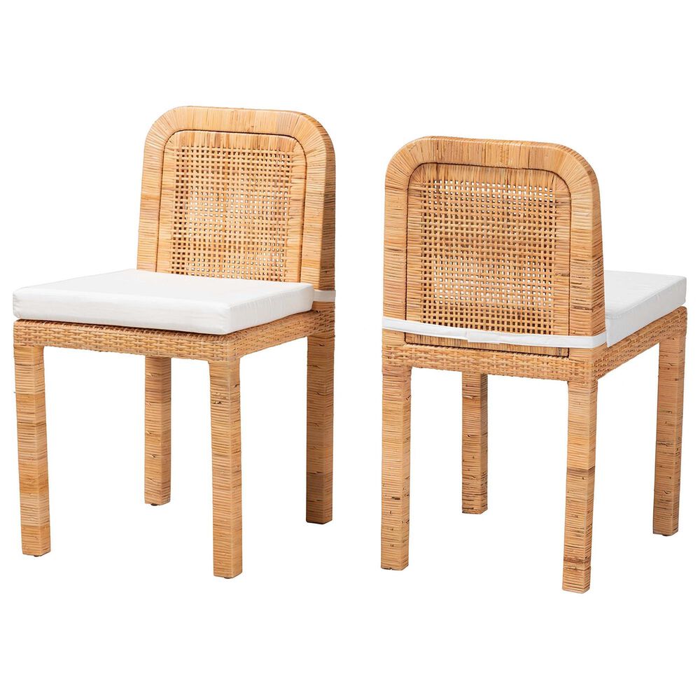 Baxton Studio Zariah Side Chair in Natural Brown (Set of 2), , large