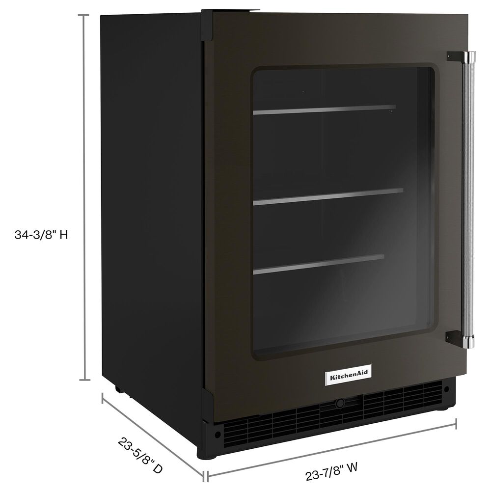 KitchenAid 24&quot; Undercounter Refrigerator with Glass Door and Shelves in Black Stainless Steel, , large
