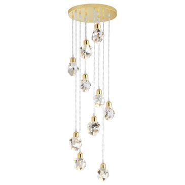Lite Source Dodson LED 10-Light Pendant in Polished Brass and Crystal, , large