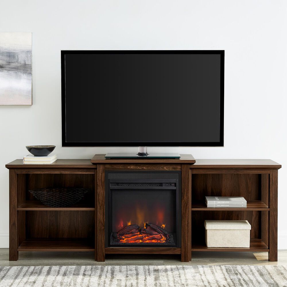 Walker Edison 70" Fireplace TV Stand in Dark Walnut NFM