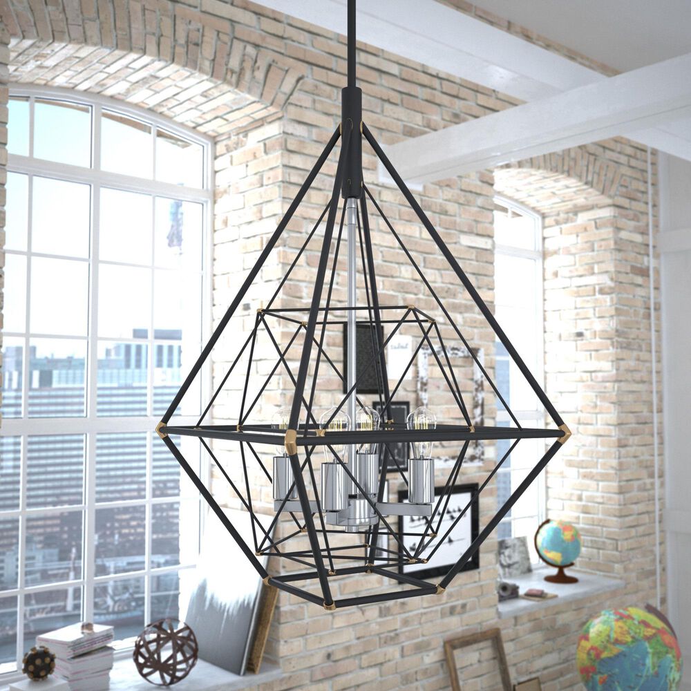 Vaxcel Bartlett 4-Light Pendant in Oil Rubbed Bronze and Satin Nickel, , large