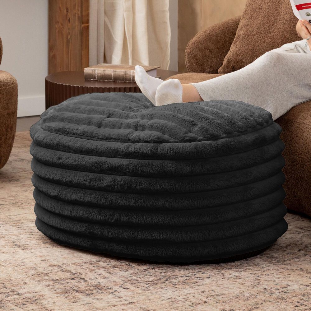 Jaxx Paran Oval Ottoman in Mondo Black, , large