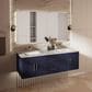 Lexora Home Geneva 60" Double Bathroom Vanity in Navy Blue with 2 cm White Carrara Marble Top and Rectangular Sinks, , large