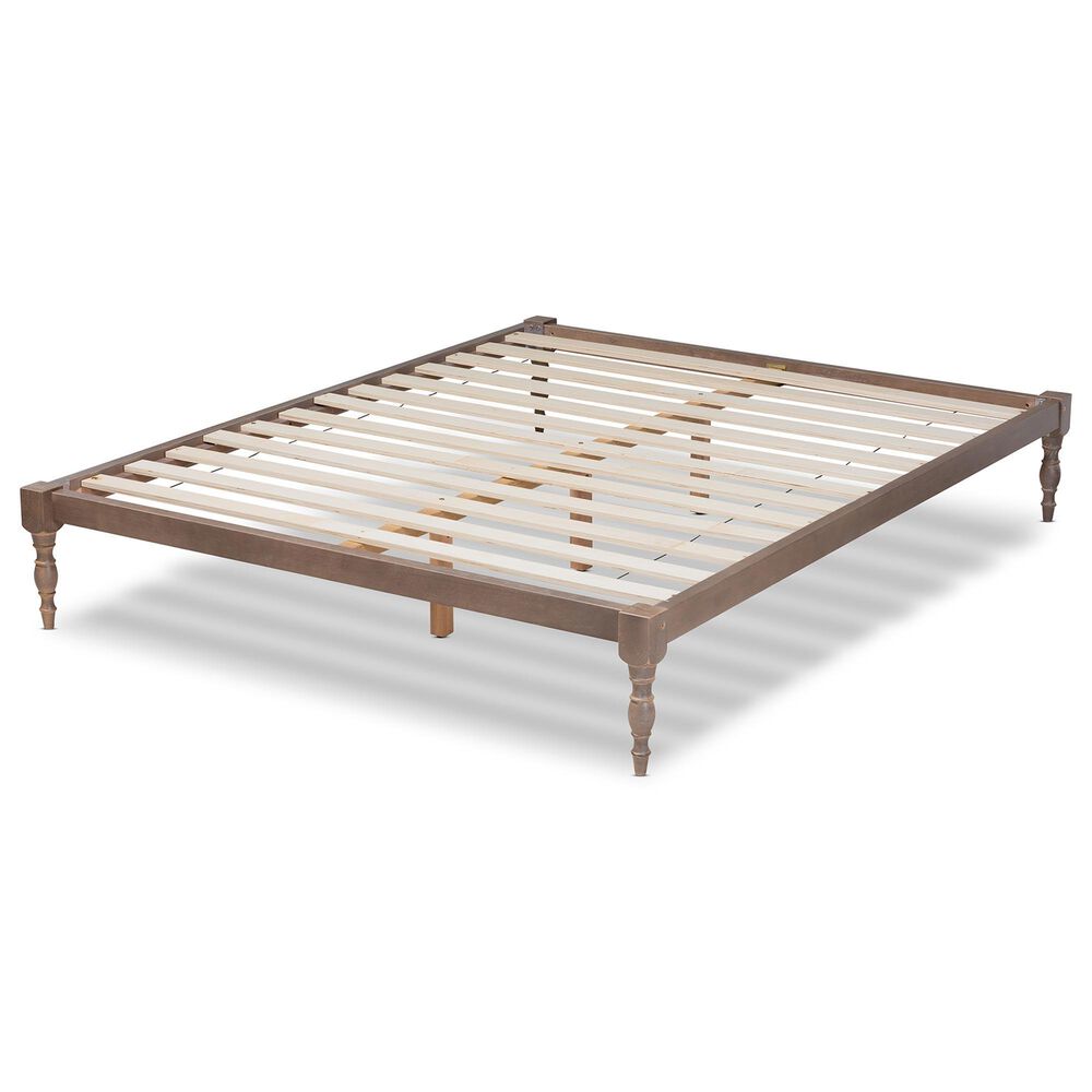Baxton Studio Iseline Queen Platform Bed Frame in Antique Oak, , large