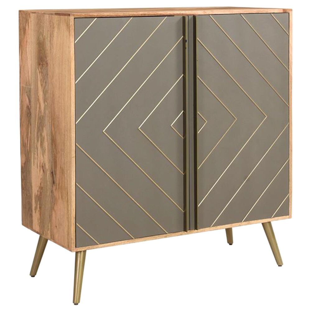 Shell Island Furniture 2-Door Bar Cabinet in Natural and Cement Grey, , large