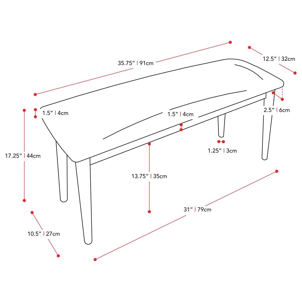 CorLiving Branson Dining Bench in Warm Walnut/Brown, , large