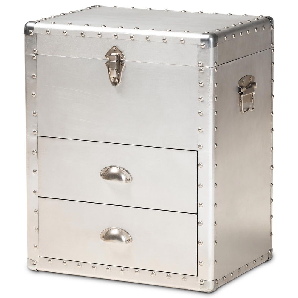 Baxton Studio Serge 2-Drawer Accent Storage Cabinet in Silver, , large