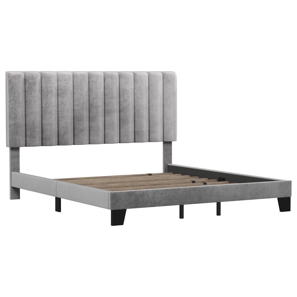 Richlands Furniture Crestone King Upholstered Platform Bed in Gray, , large