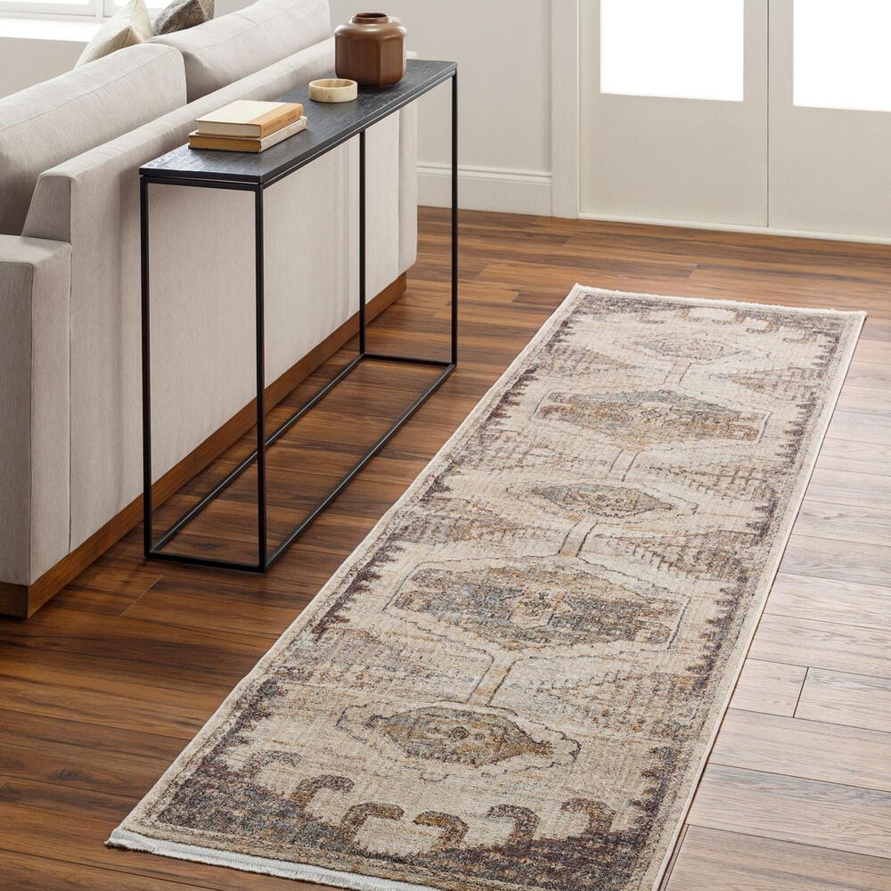 Surya Aida AAD-2303 2&#39;7&quot; x 9&#39; Beige, Tan, Gray, Ivory and Medium Gray Runner, , large