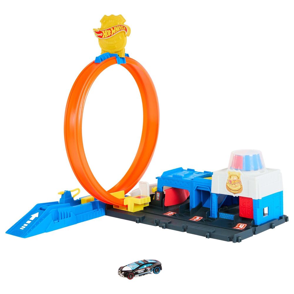 Hot Wheels City Super Police Station Playset with 1:64 Scale Police Toy Car in Multicolor, , large